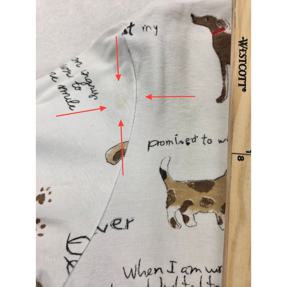 Jess & Jane White Dog Print Pet Lover 3/4 Pull over cotton t-shirt Women Large - Picture 6 of 7